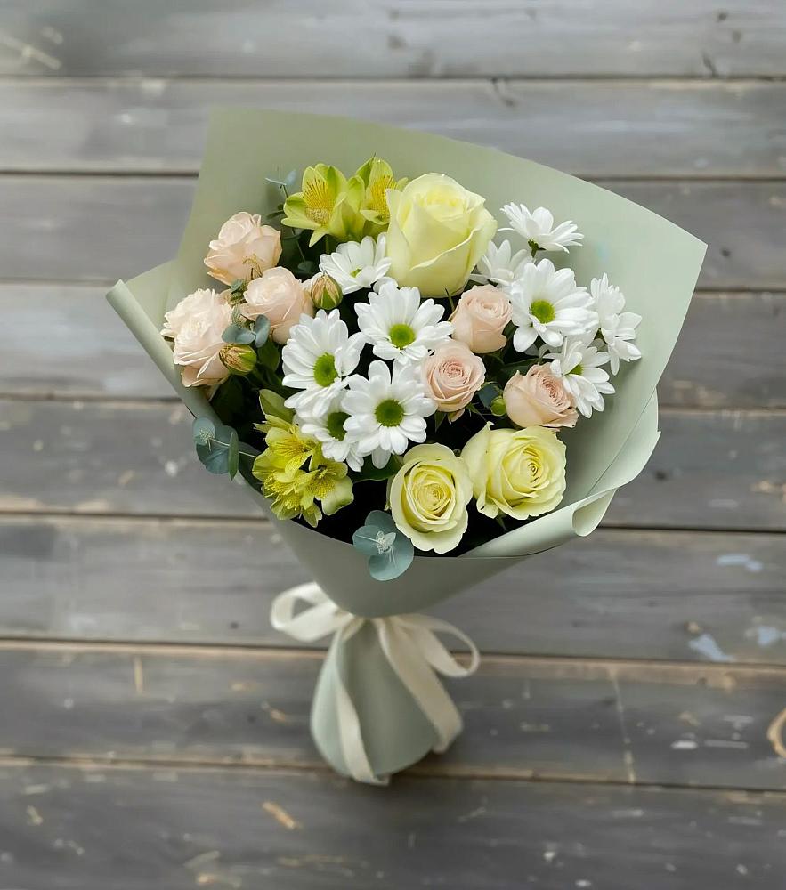 Букет цветов из: Альстромерии, Розы и Хризантемы в Старом Крыму