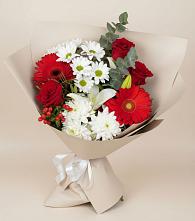 Букет цветов из:  Розы, Хризантемы, Герберы и Лилии в Старом Крыму