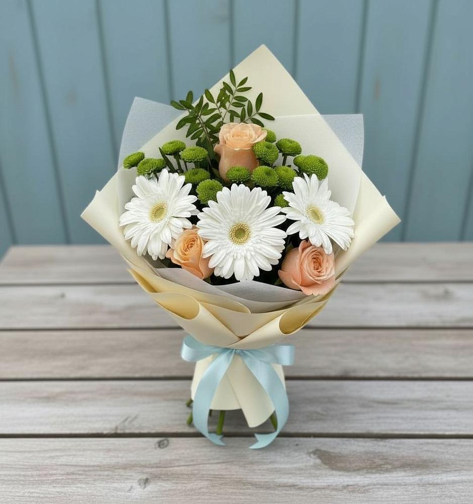 Букет цветов из: Герберы, Розы и Хризантемы в Старом Крыму