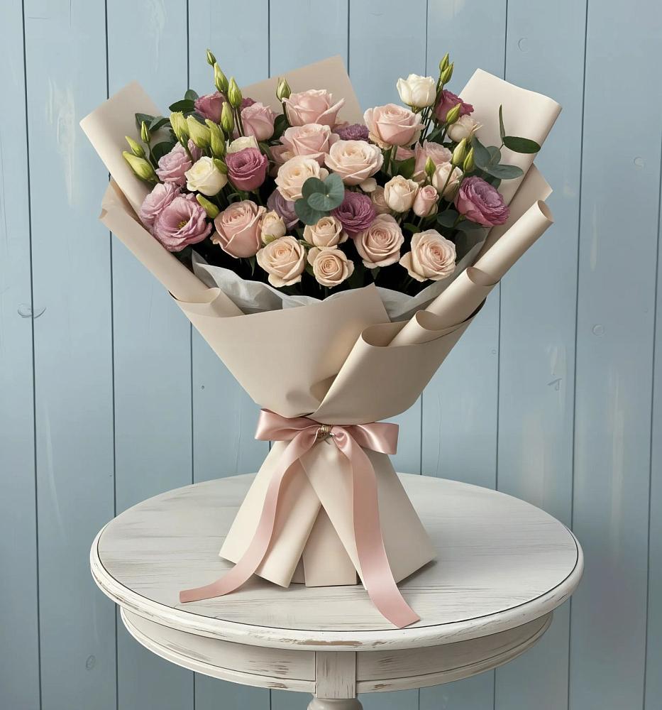 Букет цветов из: Розы и Лизиантусы в Старом Крыму